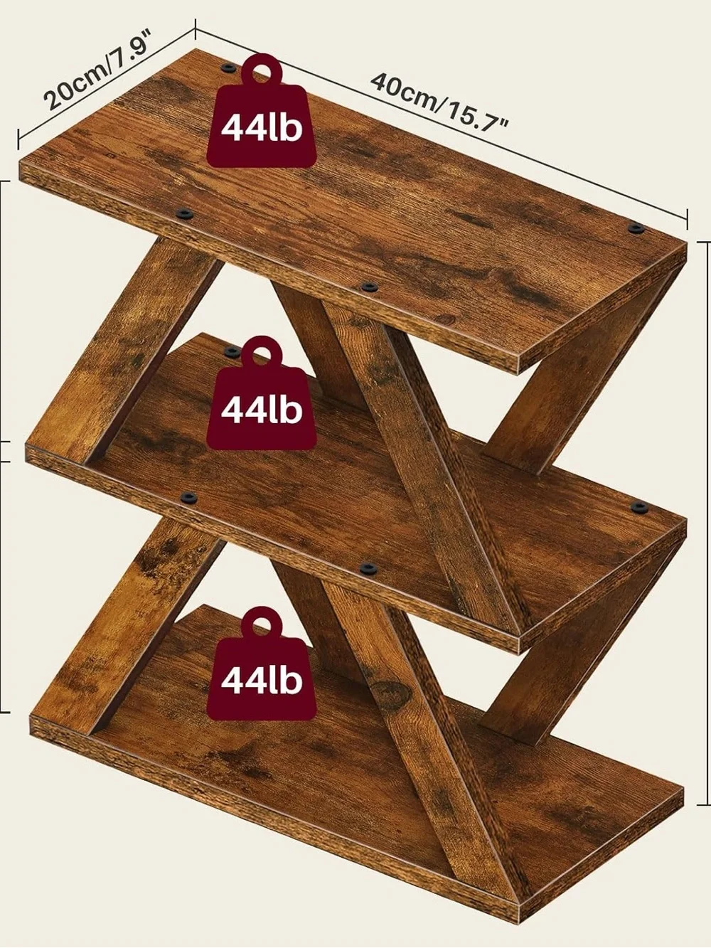 Rustic Brown Wooden X-Frame Wall Shelf - Home Wall Decor